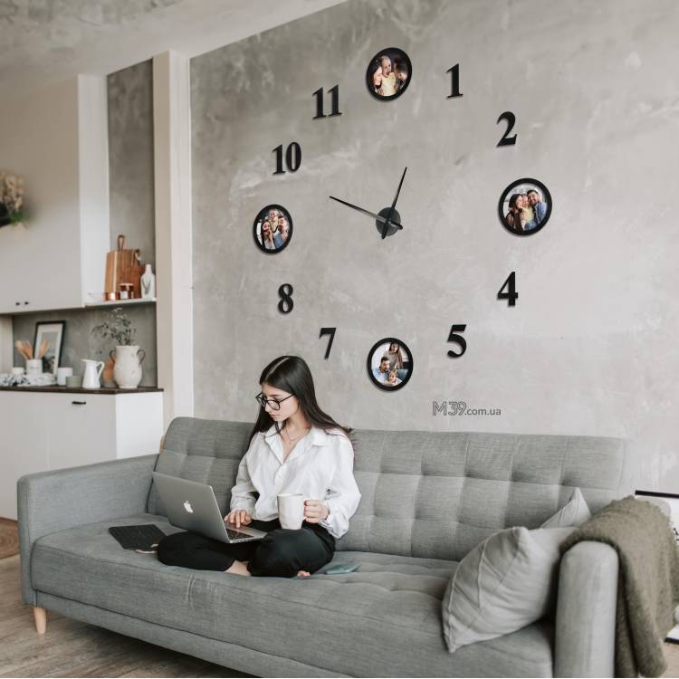 Большие часы настенные с фоторамками и цифрами m39.com.ua Большие часы настенные с фоторамками и цифрами