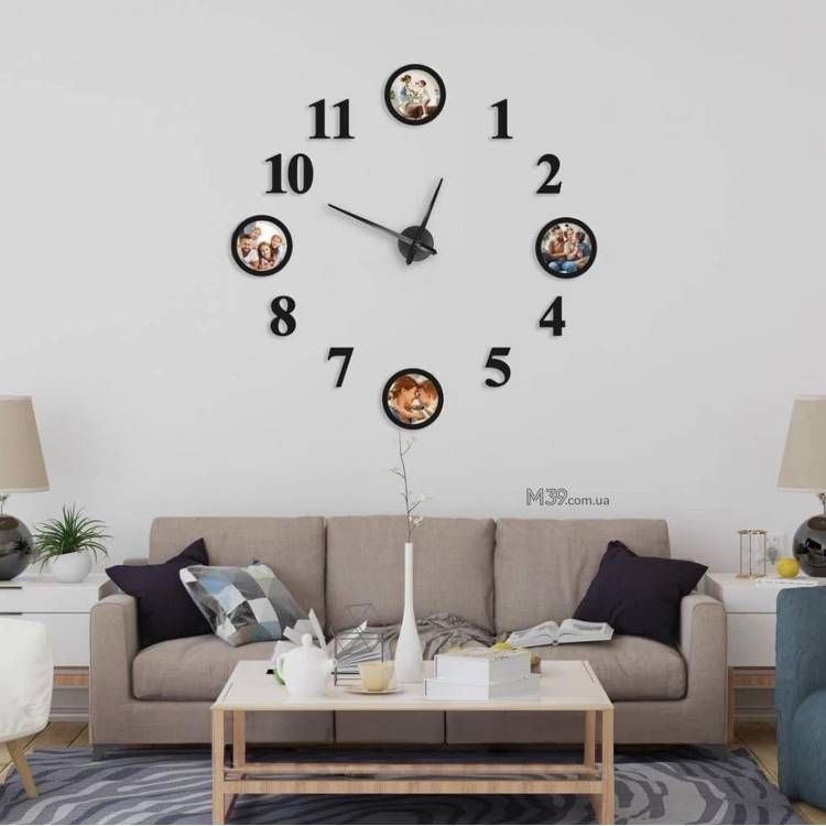 Большие часы настенные с фоторамками и цифрами m39.com.ua Большие часы настенные с фоторамками и цифрами