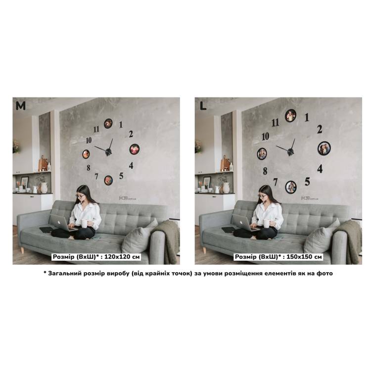 Большие часы настенные с фоторамками и цифрами m39.com.ua Большие часы настенные с фоторамками и цифрами