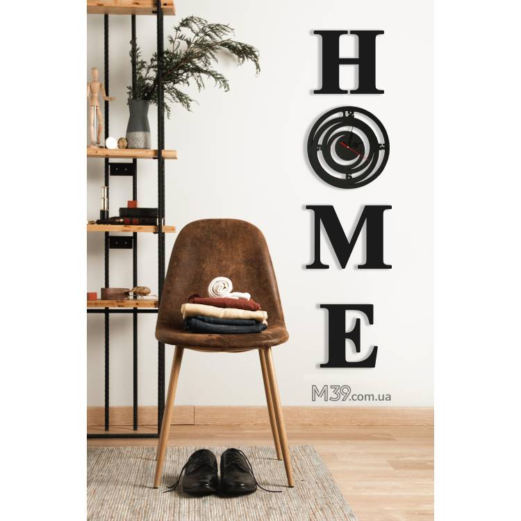 Надпись Home с часами