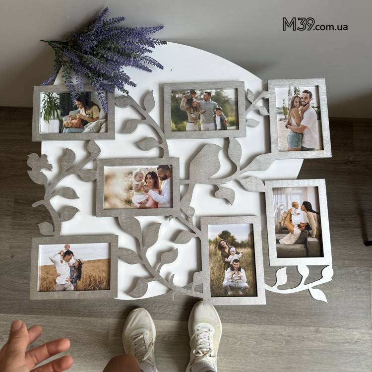 Рамка на 7 фото з пташками і гілочками