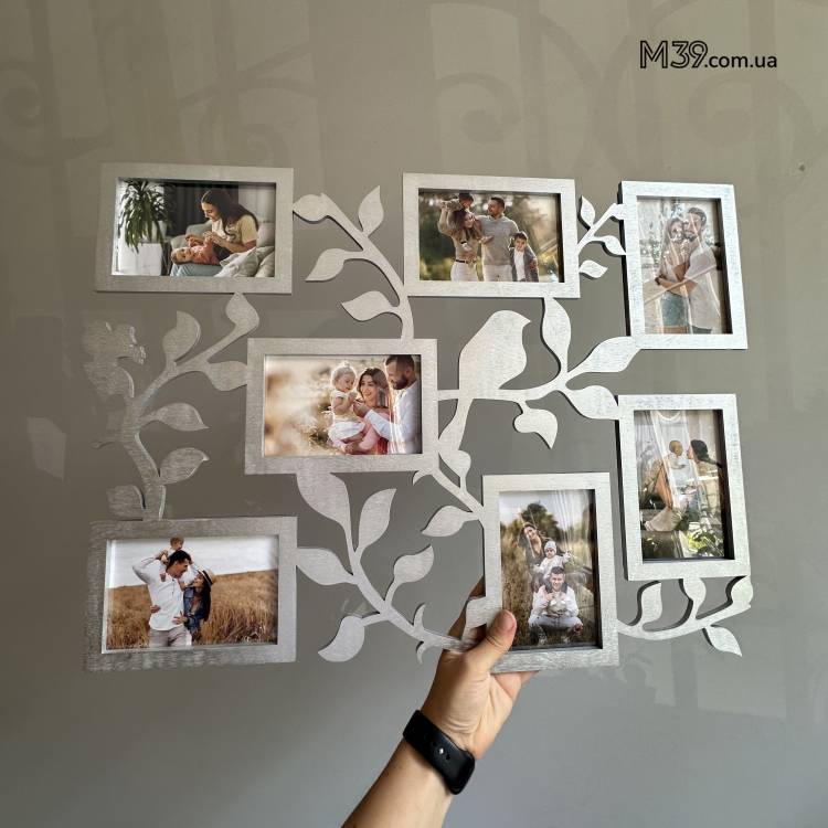 Рамка на 7 фото з пташками і гілочками