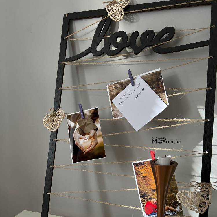 Рамка для фото Love на прищіпках m39.com.ua Рамка для фото Love на прищіпках