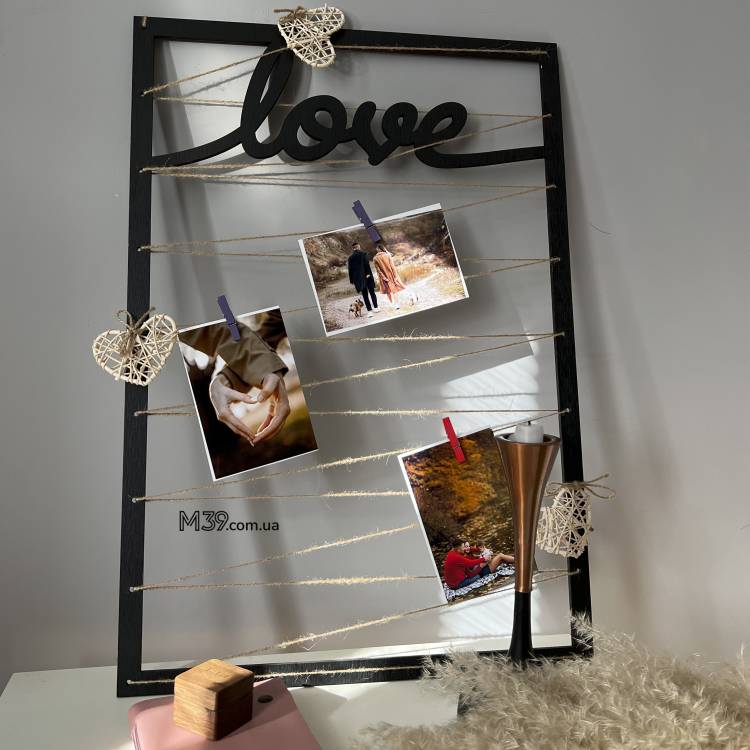 Рамка для фото Love на прищіпках m39.com.ua Рамка для фото Love на прищіпках