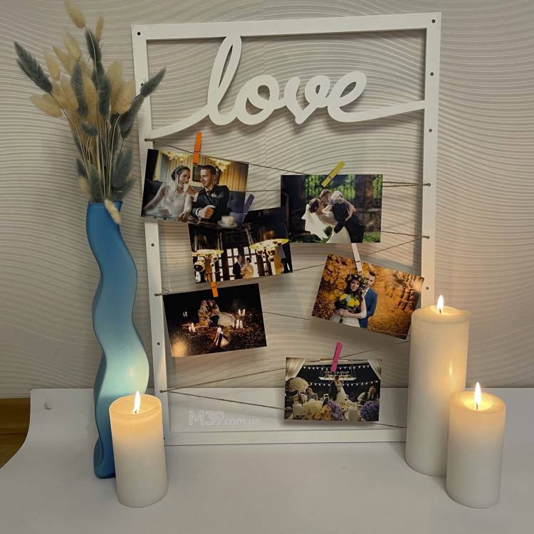 Рамка для фото Love на прищіпках m39.com.ua Рамка для фото Love на прищіпках