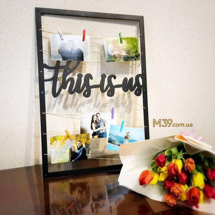 Подарунок Коханій Людині, Рамка для фото This is us на прищіпках m39.com.ua Подарунок Коханій Людині, Рамка для фото This is us на прищіпках