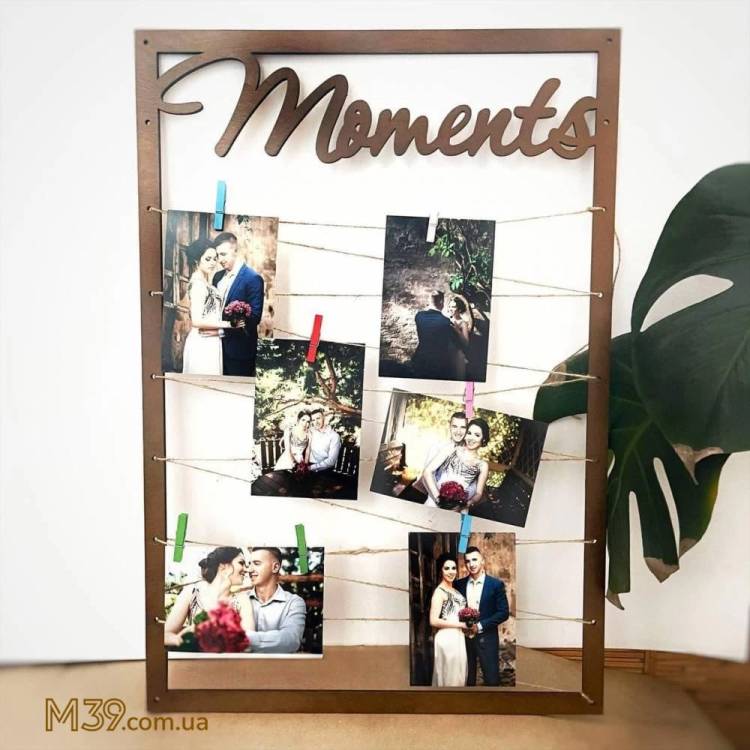 Подарунок Друзям - Рамка для фото Moments на прищіпках