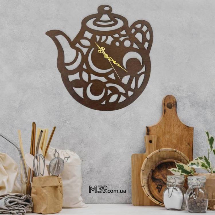 Подарунок для Любителів Готувати - Годинник "Чайник" Настінний з Дерева