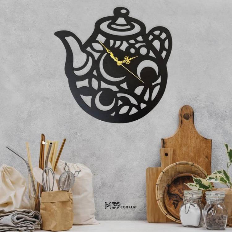 Подарунок для Любителів Готувати - Годинник "Чайник" Настінний з Дерева