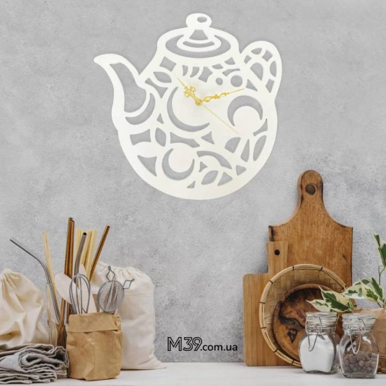 Подарунок для Любителів Готувати - Годинник "Чайник" Настінний з Дерева