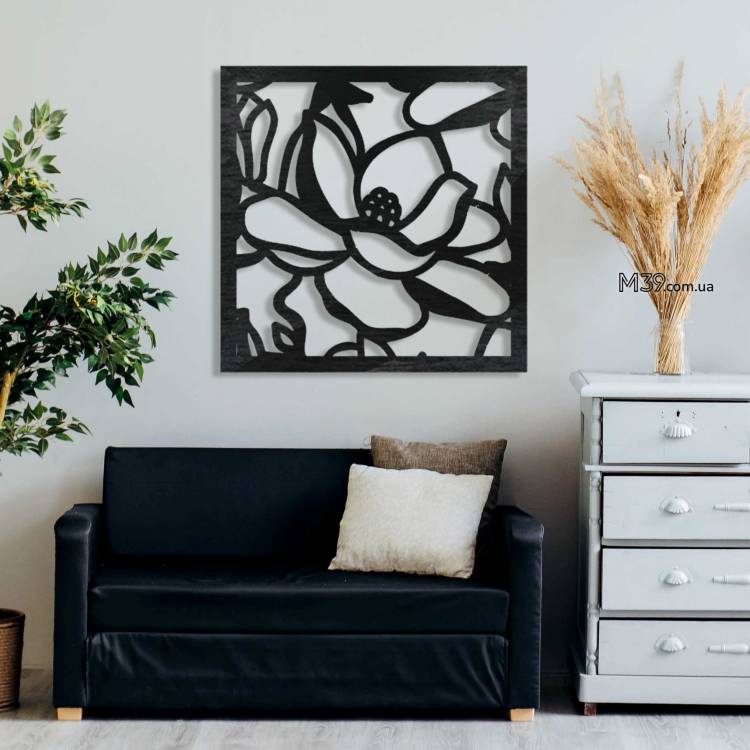 Декор лофт з дерева на стіну - панно "Магнолія", 3д картина на стіну m39.com.ua Декор лофт з дерева на стіну - панно "Магнолія", 3д картина на стіну