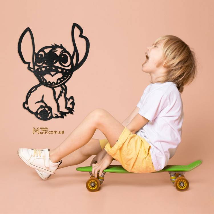 Подарок на Новый год - Декоративное деревянное панно Стич