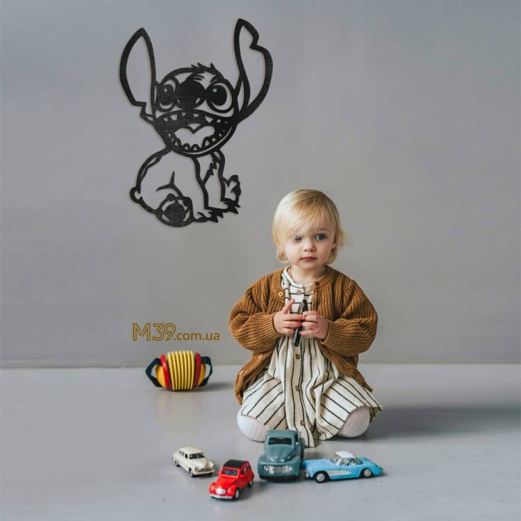 Подарок на Новый год - Декоративное деревянное панно Стич