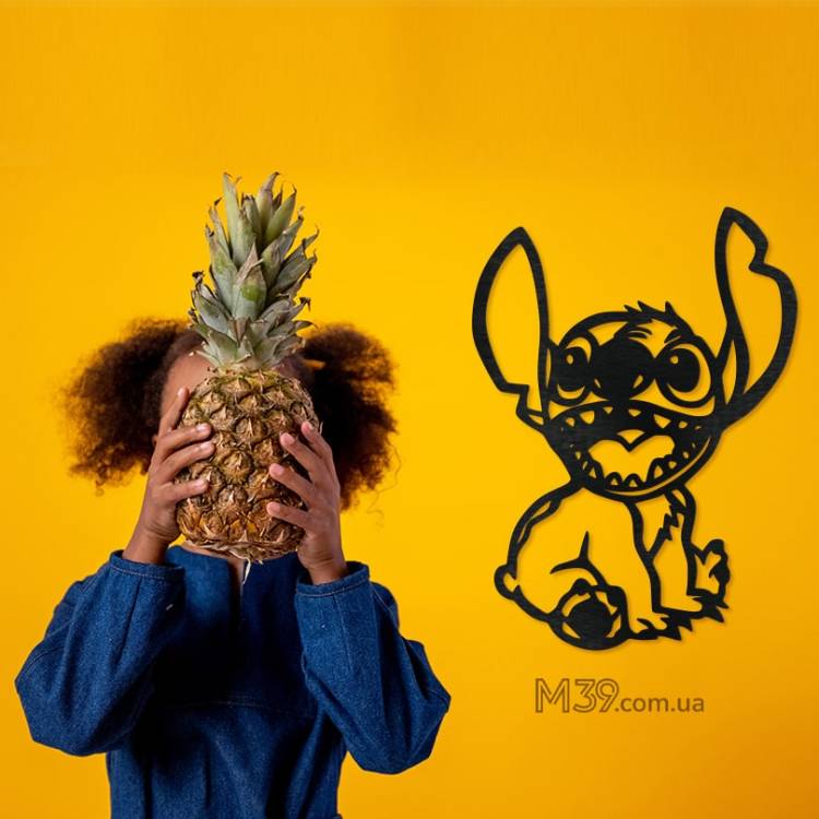 Подарок на Новый год - Декоративное деревянное панно Стич