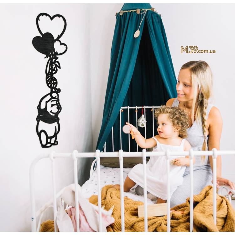 Декор в детскую из дерева - панно "Винни Пух", 3D картина m39.com.ua Декор в детскую из дерева - панно "Винни Пух", 3D картина