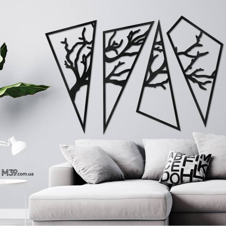 Декор лофт з дерева на стіну - панно "Дерево Геометричне"