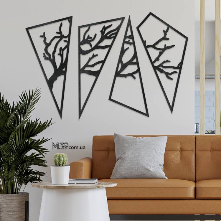 Декор лофт з дерева на стіну - панно "Дерево Геометричне"