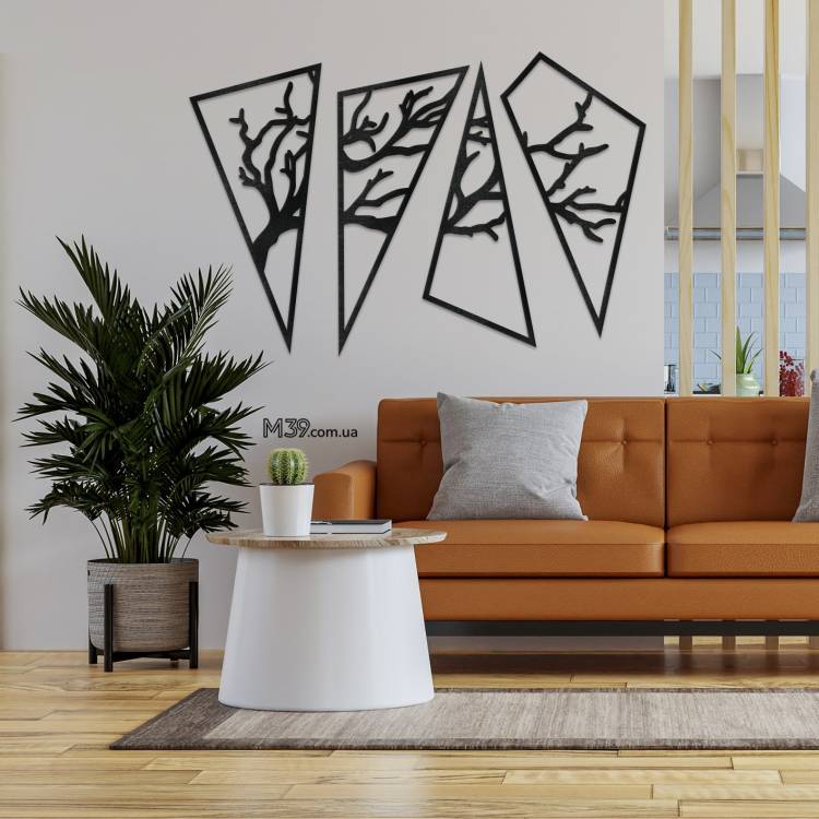 Декор лофт з дерева на стіну - панно "Дерево Геометричне"