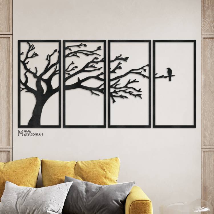 Декор лофт из дерева на стену - панно "Ветви дерева" модульное