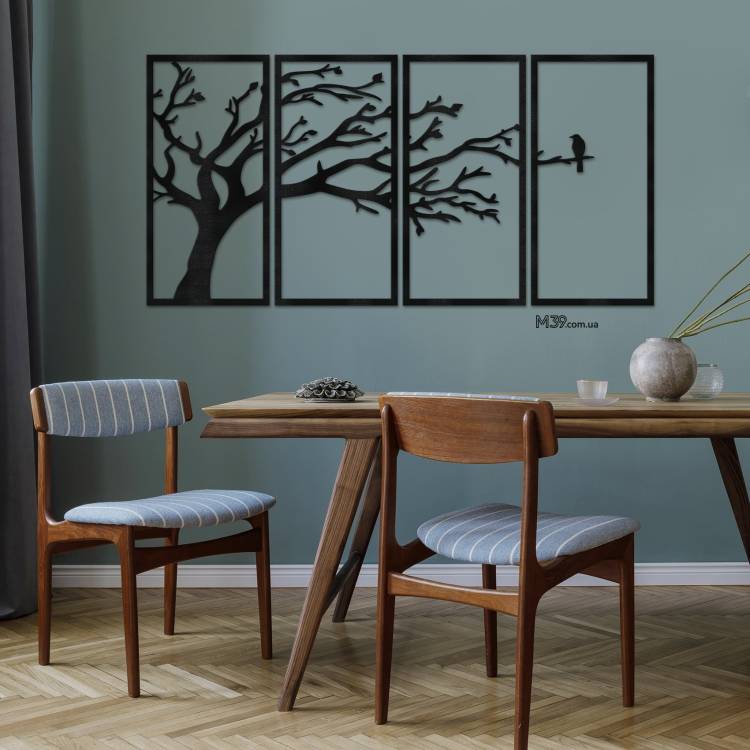 Декор лофт из дерева на стену - панно "Ветви дерева" модульное