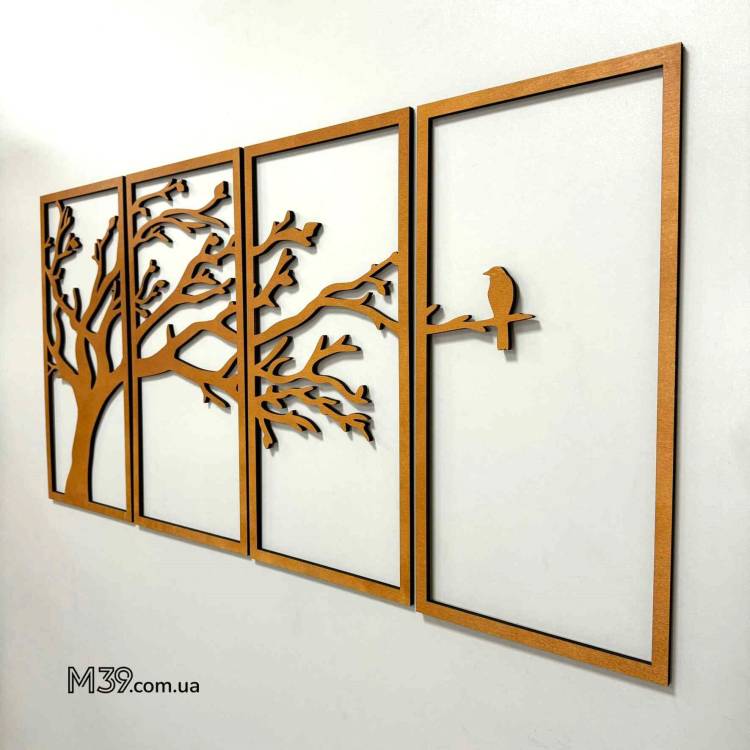 Декор лофт из дерева на стену - панно "Ветви дерева" модульное