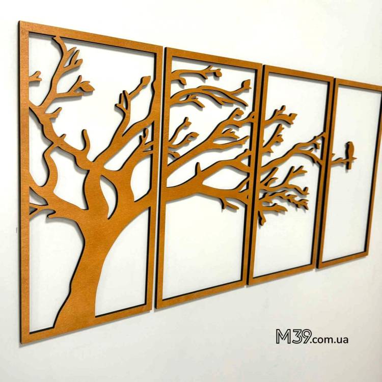 Декор лофт из дерева на стену - панно "Ветви дерева" модульное