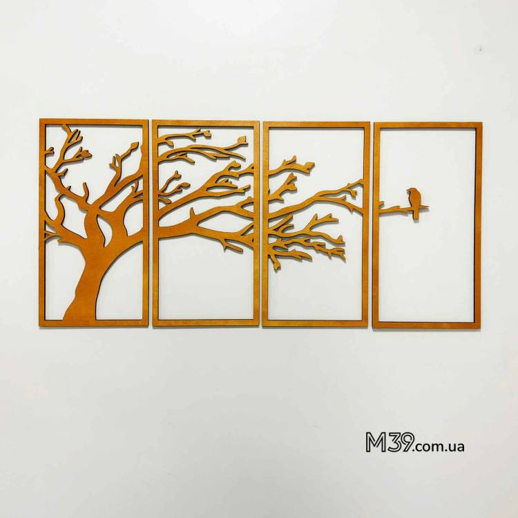 Декор лофт из дерева на стену - панно "Ветви дерева" модульное