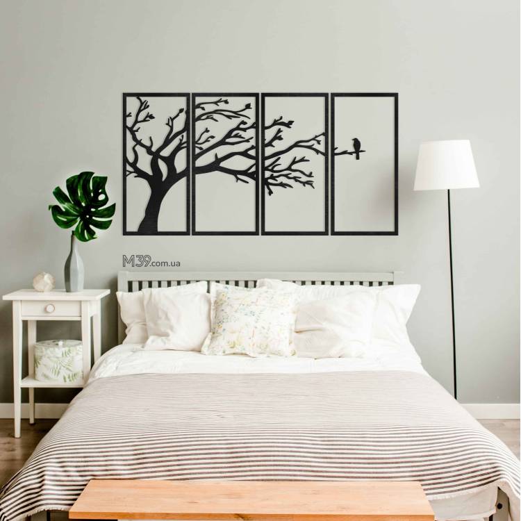 Декор лофт из дерева на стену - панно "Ветви дерева" модульное