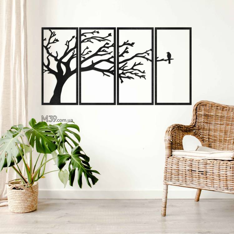 Декор лофт из дерева на стену - панно "Ветви дерева" модульное