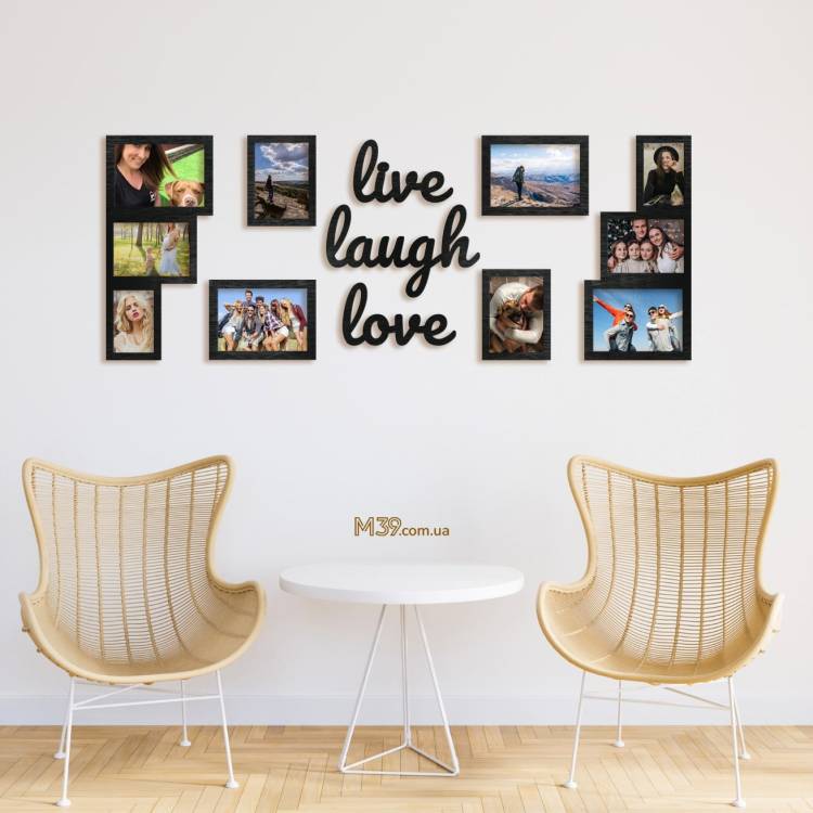 Фоторамка-коллаж с надписью "Live Love Laugh" настенная