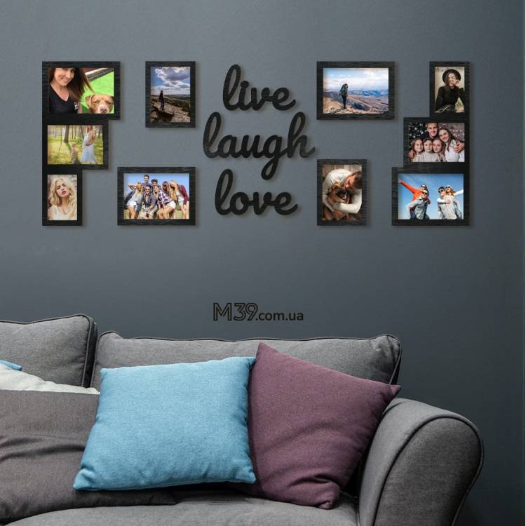 Фоторамка-коллаж с надписью "Live Love Laugh" настенная