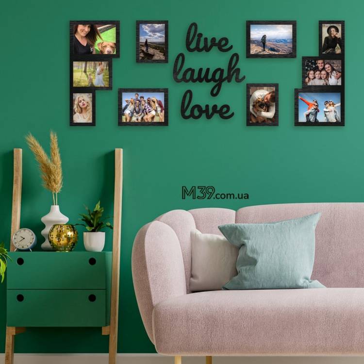 Фоторамка-коллаж с надписью "Live Love Laugh" настенная