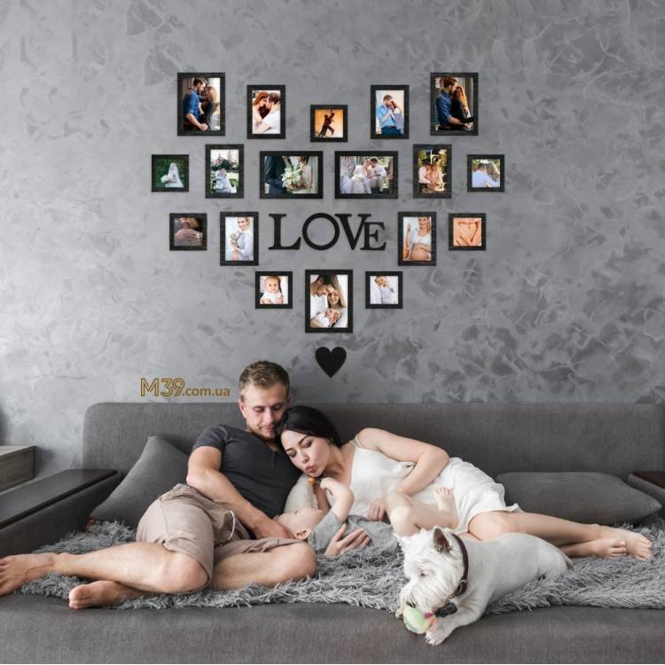 Фоторамка-колаж у вигляді Серця з написом "Love"