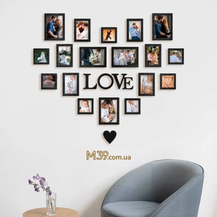 Фоторамка-колаж у вигляді Серця з написом "Love"