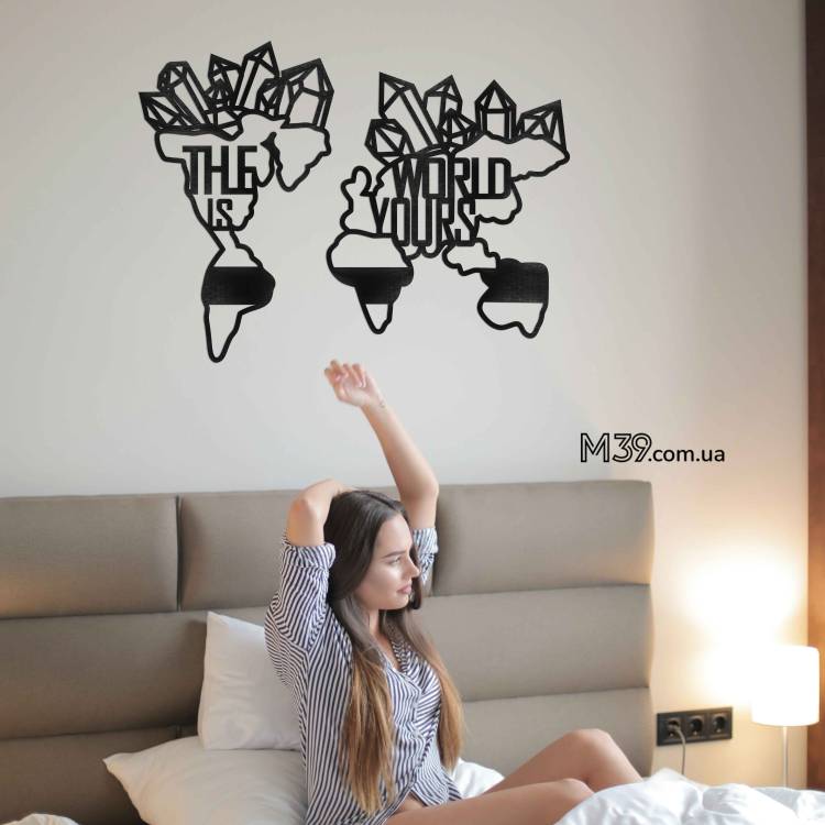 Декор з дерева на стіну - Панно Карта Світу "The World is Yours" m39.com.ua Декор з дерева на стіну - Панно Карта Світу "The World is Yours"