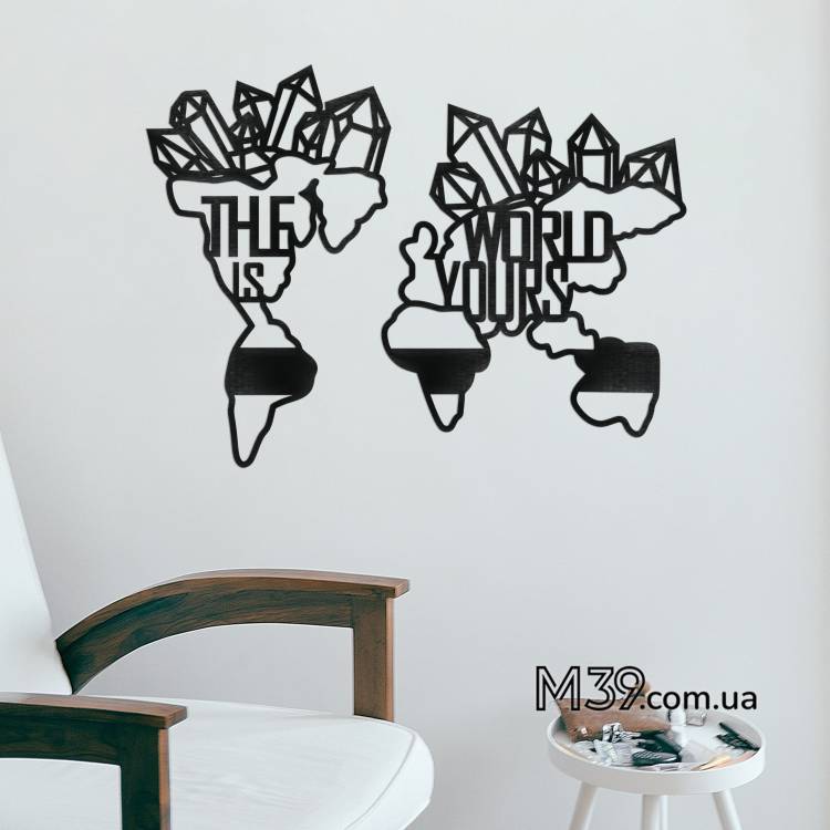 Декор з дерева на стіну - Панно Карта Світу "The World is Yours"
