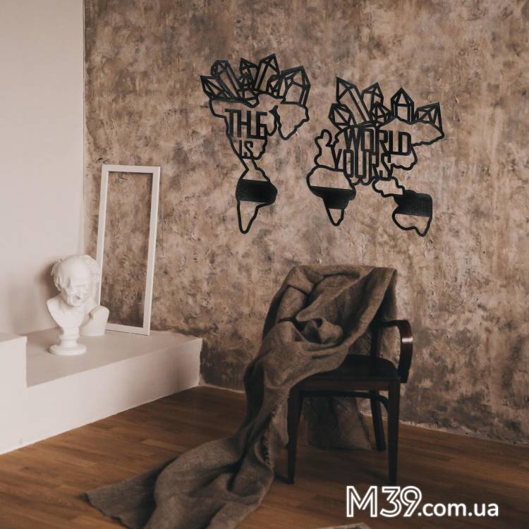 Декор з дерева на стіну - Панно Карта Світу "The World is Yours" m39.com.ua Декор з дерева на стіну - Панно Карта Світу "The World is Yours"