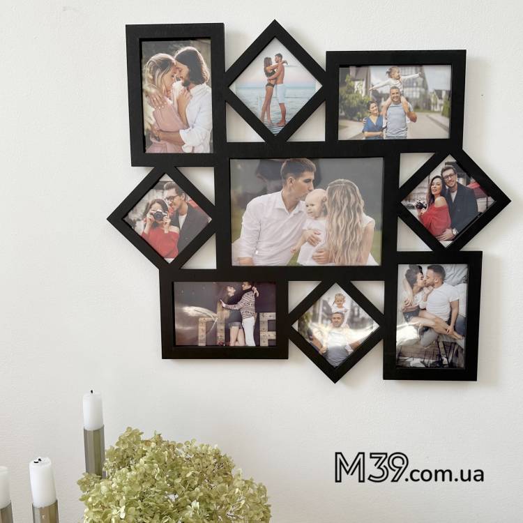 Фоторамка на 9 фото в мінімалістичному стилі