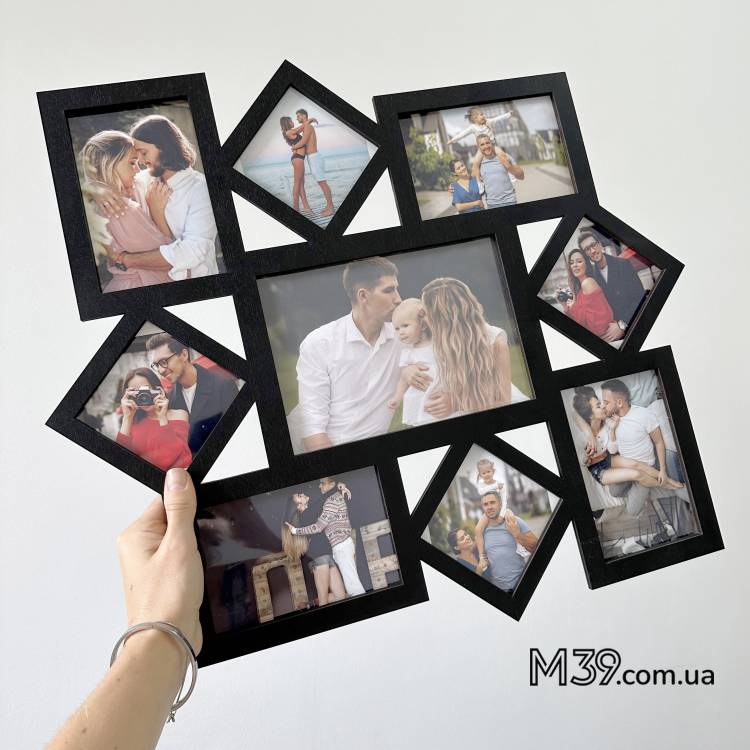 Фоторамка на 9 фото в мінімалістичному стилі