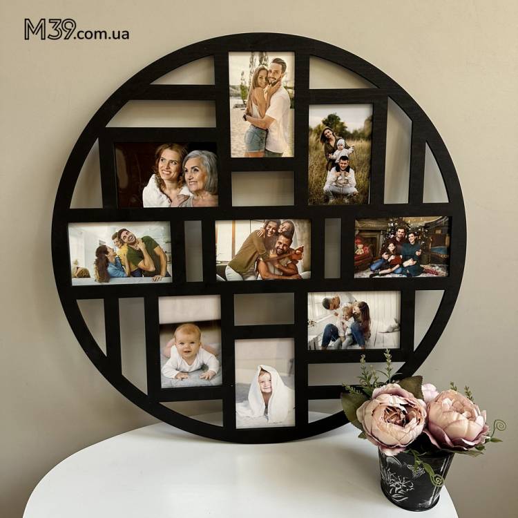 Фоторамка кругла на 9 фото лофт