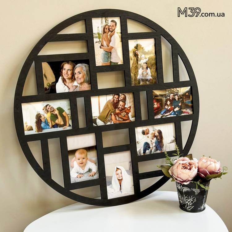 Фоторамка кругла на 9 фото лофт
