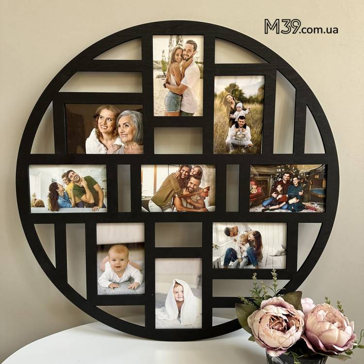 Фоторамка кругла на 9 фото лофт