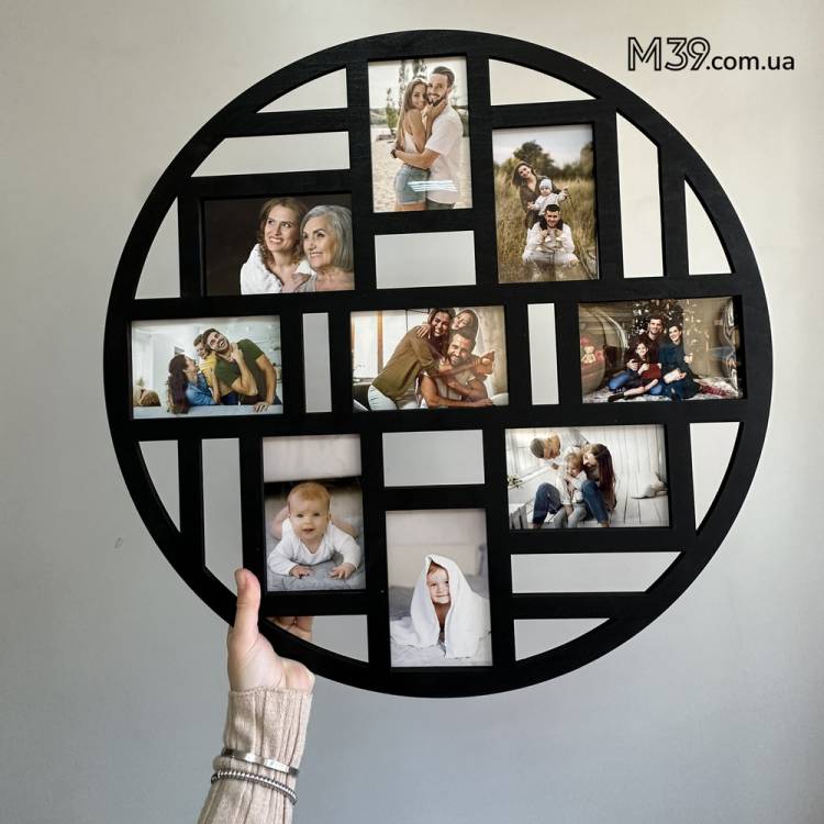 Фоторамка кругла на 9 фото лофт