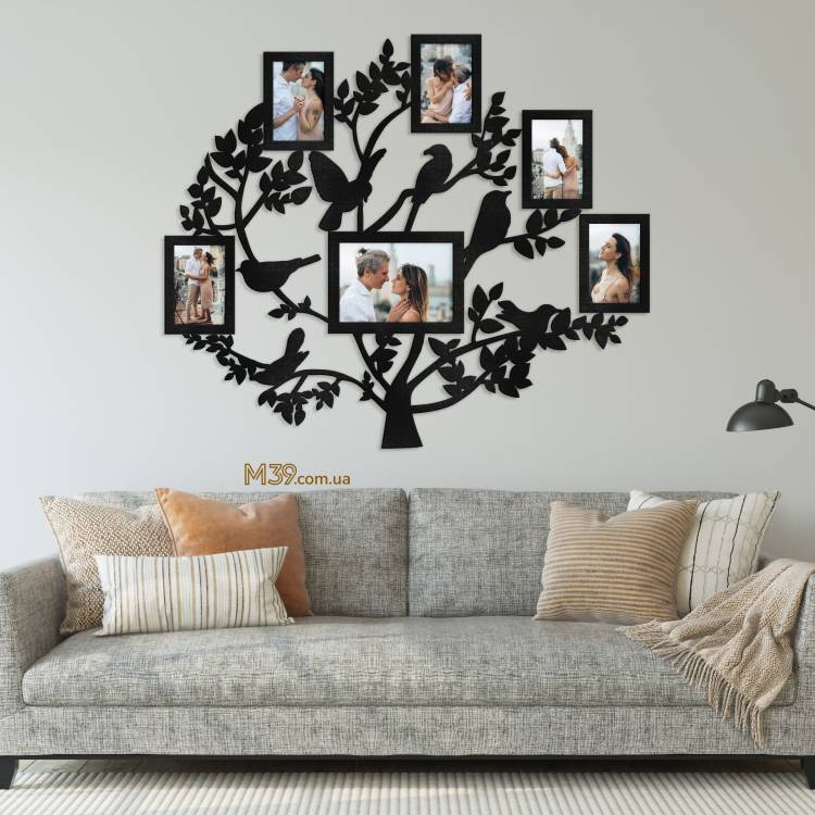 Сімейне Дерево "Птахи на гілках", композиція з фоторамок на стіну