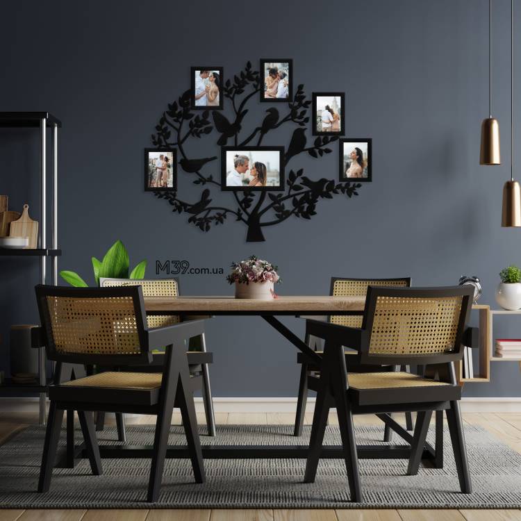 Сімейне Дерево "Птахи на гілках", композиція з фоторамок на стіну
