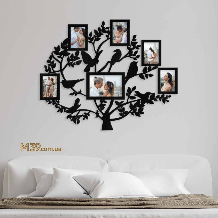 Сімейне Дерево "Птахи на гілках", композиція з фоторамок на стіну