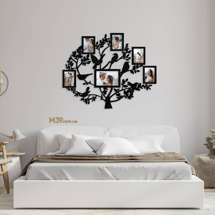 Сімейне Дерево "Птахи на гілках", композиція з фоторамок на стіну