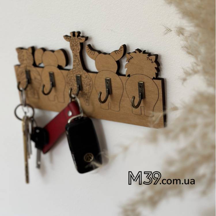 Декоративная Ключница Настенная из Дерева Акуна Хвостата, Сафари, Зоопарк