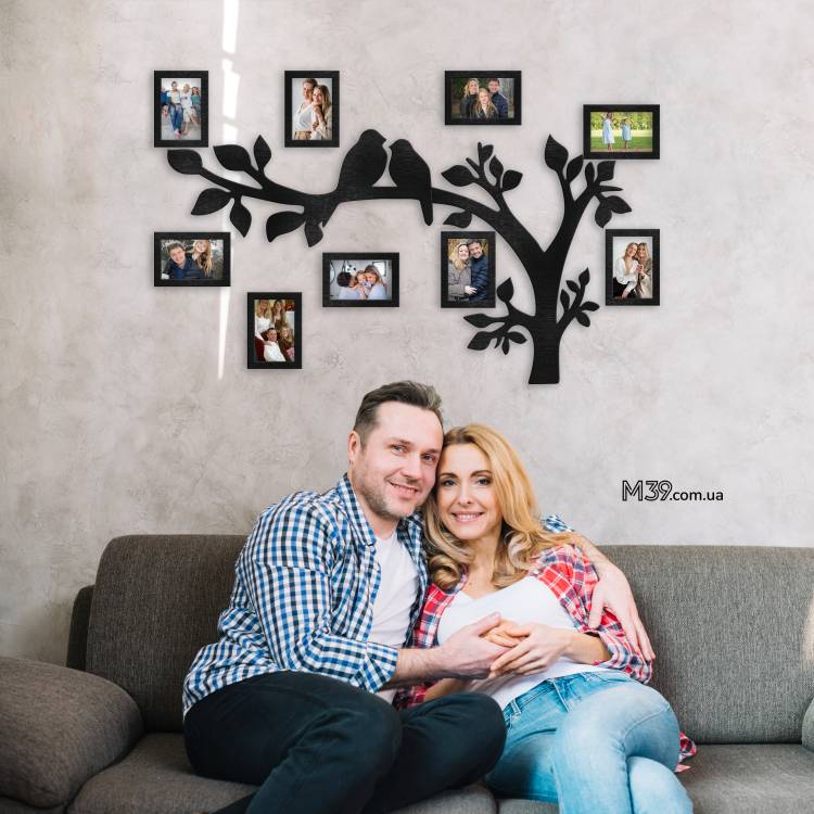 Подарунок на Пасху Батькам - Сімейне Дерево "Пташки на Гілках" з Фоторамками