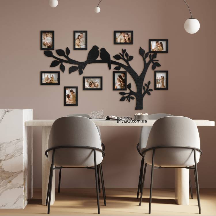 Подарунок на Пасху Мамі - Сімейне Дерево "Пташки на Гілках" з Фоторамками m39.com.ua Подарунок на Пасху Мамі - Сімейне Дерево "Пташки на Гілках" з Фоторамками